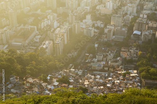 Inequality - contrast between poor and rich in Rio de Janeiro, Brazil