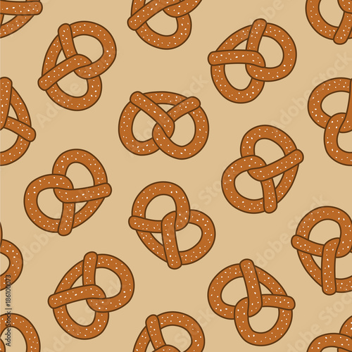 Pretzel seamless pattern cookie baked snack doodle vector isolated wallpaper background Big size