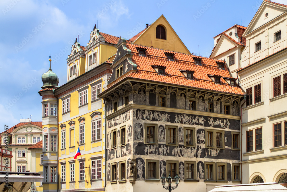 Historical buildings in old town in Prague, Czech republic