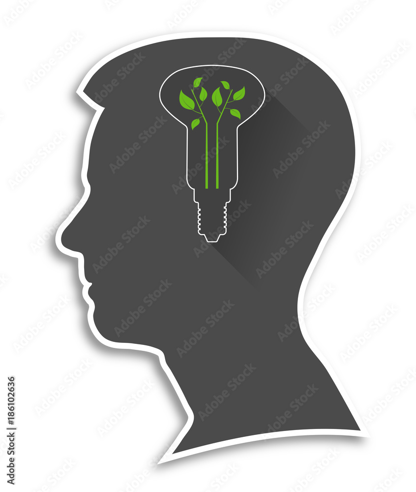 Boy silhouette, the concept of ecological thinking Boy silhouette, the concept of ecological thinking