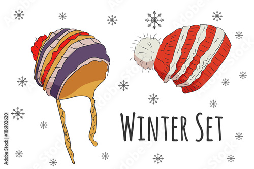 Vector set of isolated winter accessories