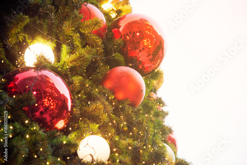 Colorful balls on Christmas tree.