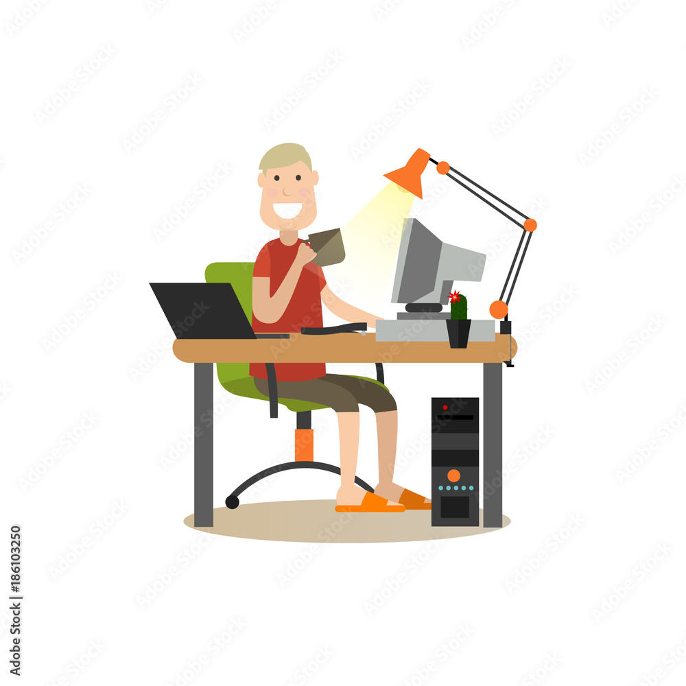 Internet people flat vector illustration