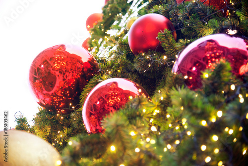 Colorful balls on Christmas tree.