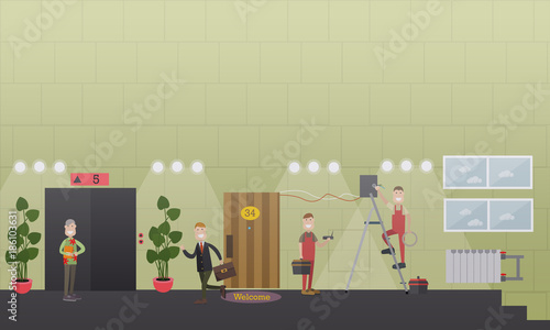 Internet installing services concept flat vector illustration