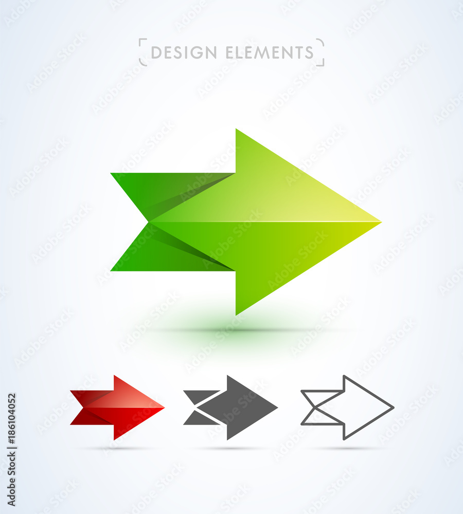 Vector abstract arrow icons. Material design, flat, line art style. Logo, application icon, map direction signs bundle Vector abstract arrow icons. Material design, flat, line art style. Logo, application icon, map direction signs bundle