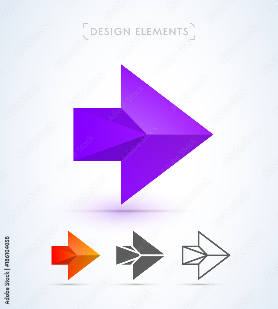 Vector abstract arrow icons. Material design, flat, line art style. Logo, application icon, map direction signs bundle Vector abstract arrow icons. Material design, flat, line art style. Logo, application icon, map direction signs bundle