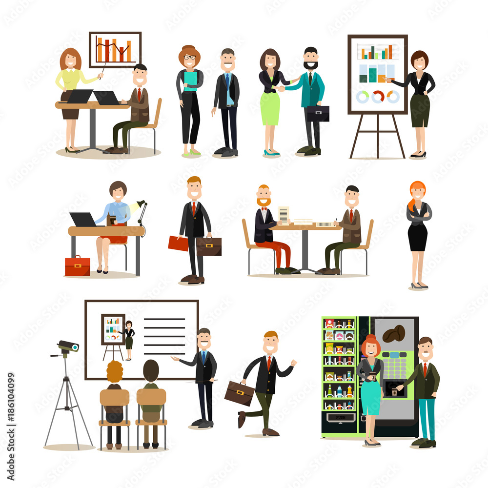 Office people vector flat icon set