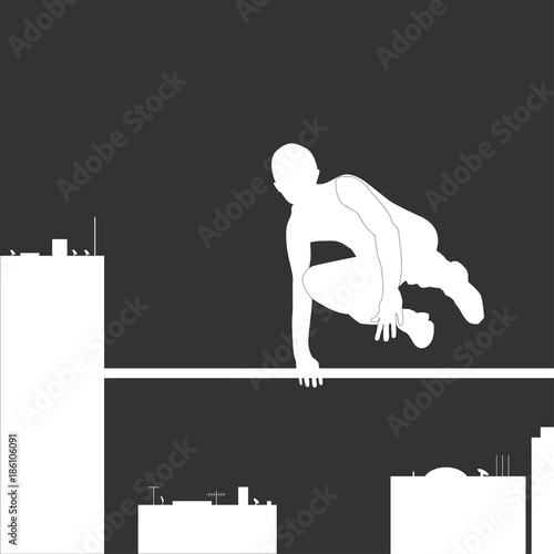 Parkour figure illustration flat elements