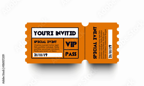 You Are Invited VIP Pass Party Entry Ticket Design