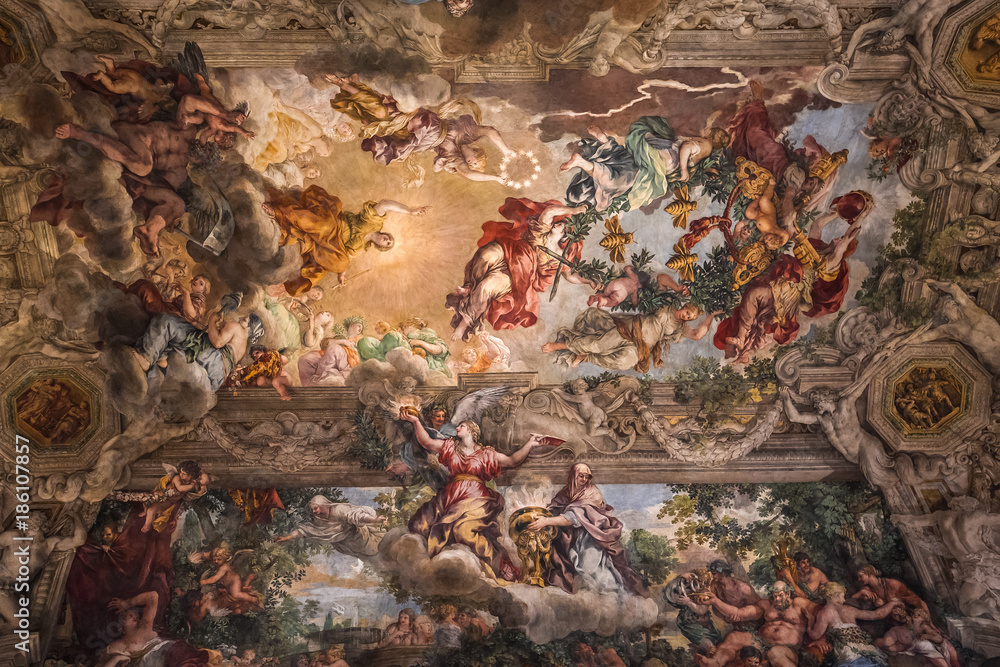 Naklejka premium Ceiling fresco in Palazzo Barberini, Rome, Italy