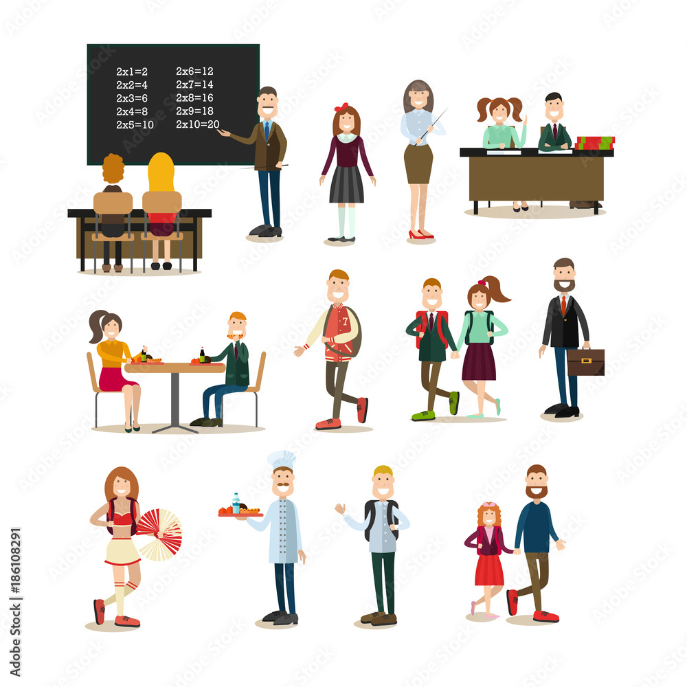 School people vector flat icon set School people vector flat icon set