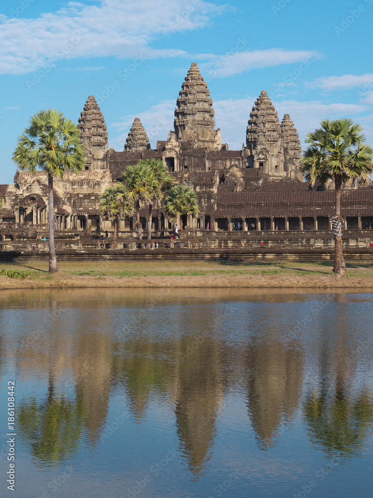 Siem Reap-December 22, 2017:Angkor Wat - famous Cambodian landmark Siem Reap-December 22, 2017:Angkor Wat - famous Cambodian landmark