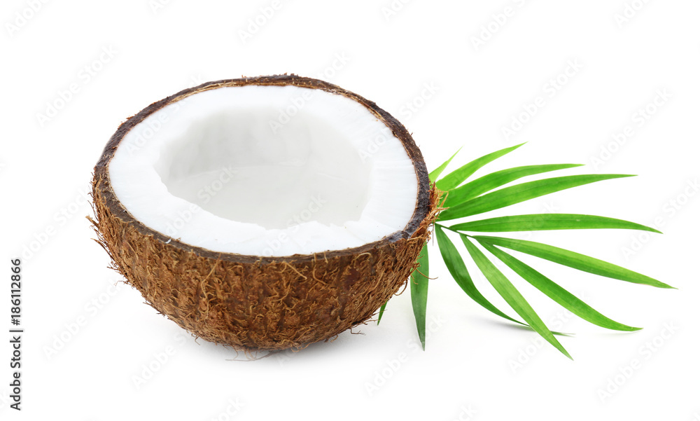 Half of coconut on white background Half of coconut on white background