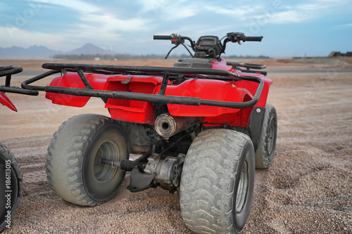 Modern quad bike in desert