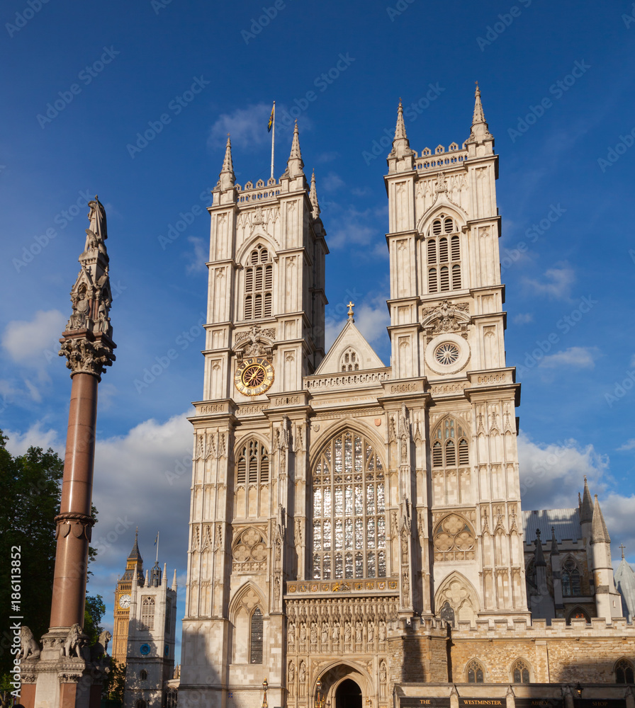 Westminster Abbey and Column London UK