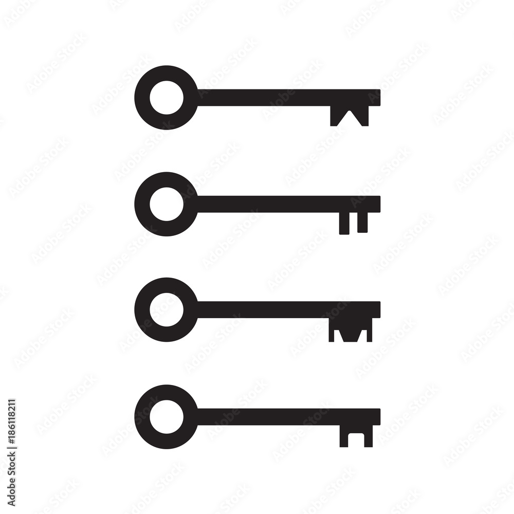 set of black key icons- vector illustration set of black key icons- vector illustration