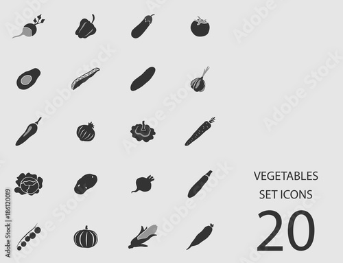 Vegetables set of flat icons. Vector illustration © kadevo