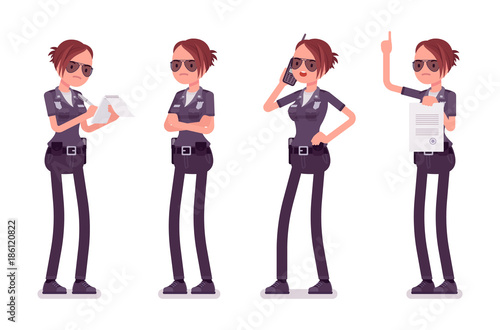 Young busy policewoman