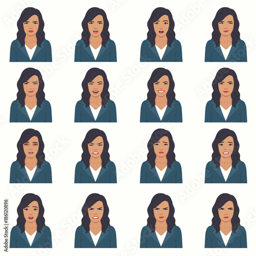  vector illustration of a face expressions, set of a different face expression, cartoon character, avatar