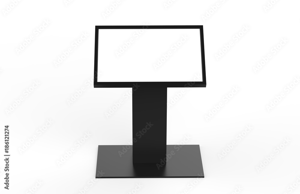 Kiosk information screen on isolated white background, 3d illustrator Kiosk information screen on isolated white background, 3d illustrator