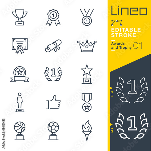 Lineo Editable Stroke - Awards and Trophy line icons