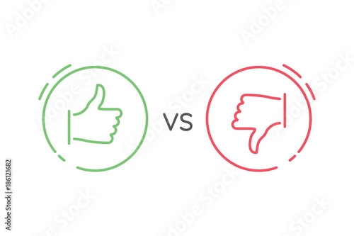 Like and dislike icons set. Selection buttons between "no" and "yes". Set of modern color and style. 