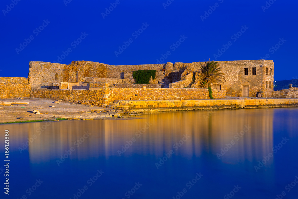 Ruins of the old Venetian port of Chania on Crete, Greece
