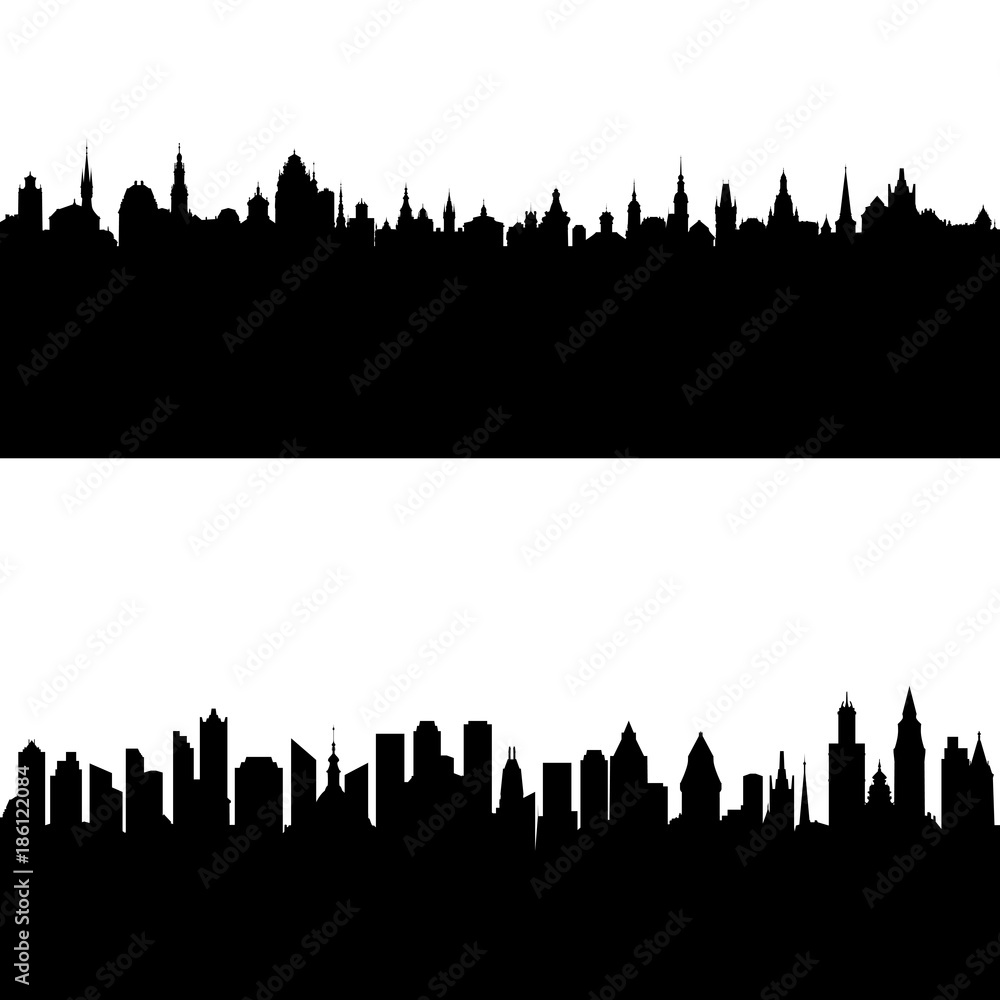 Fototapeta premium vector silhouettes of european city