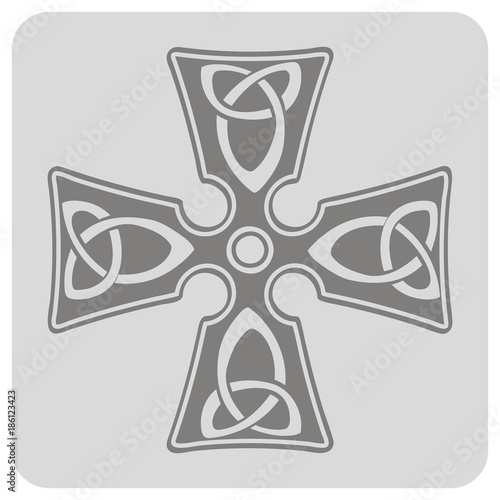 monochrome icon with cross and ethnic celtic ornaments for your design