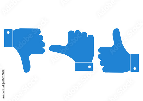 Blue set of hand with the thumb. Vector illustration.