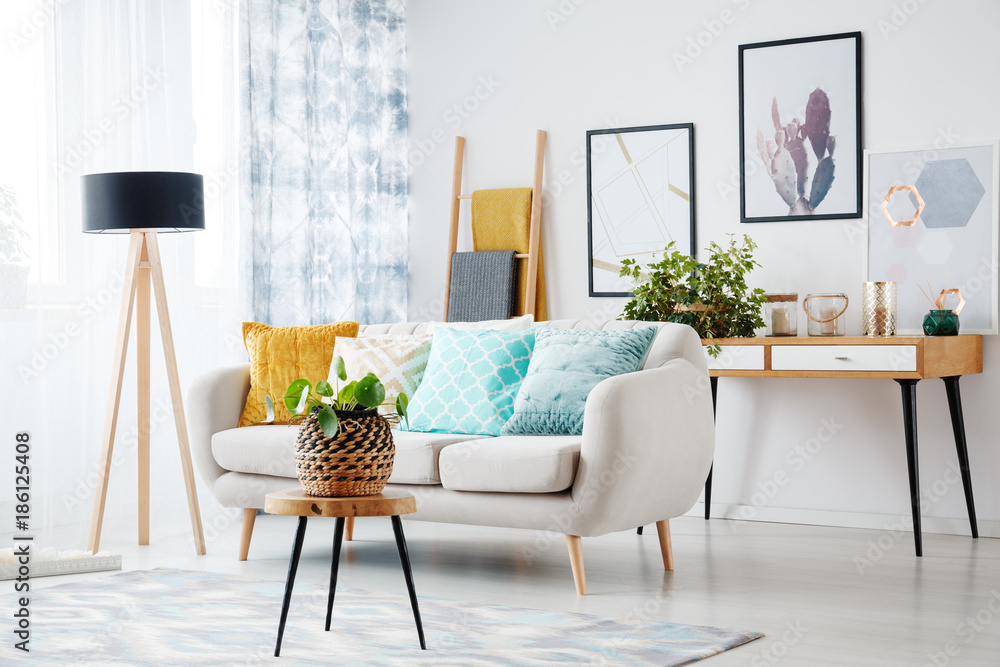 Fototapeta premium Blue and yellow cushions