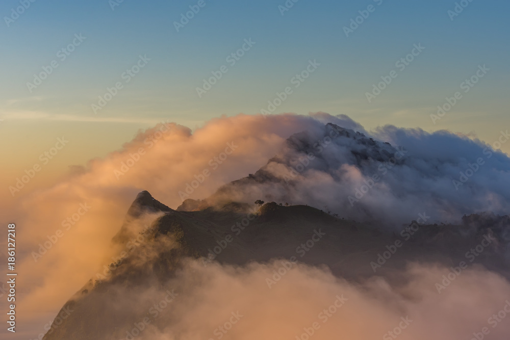 Fototapeta premium beautiful sunrise and View Point at Chiangrai Thailand