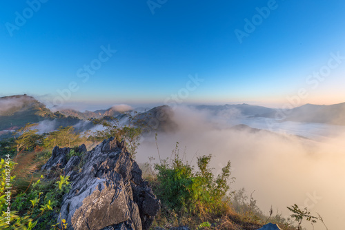 beautiful sunrise and View Point at Chiangrai Thailand © rbk365