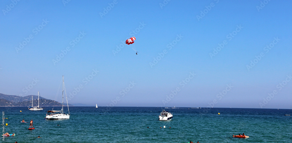 Le Lavandou - french Riviera - sailing boats and parasailing