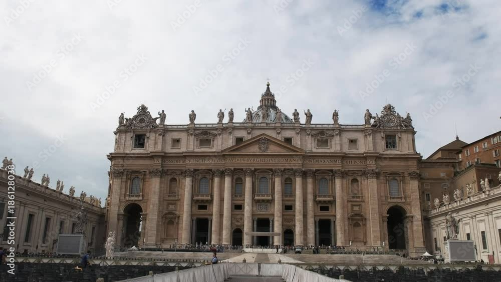 an exterior view of saint peter's square in rome, italy an exterior view of saint peter's square in rome, italy