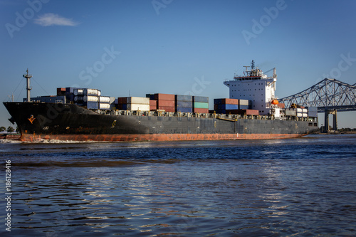 Cargo ship on Mississippi River
