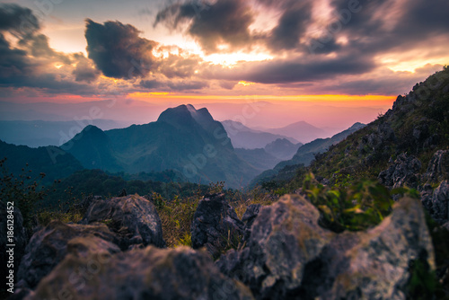  Landscape view of Doi Luang Chiangdao while sunset in Chiangmai  Thailand.