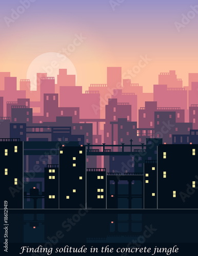 Modern urban skyline downtown aerial scene