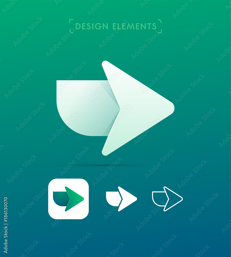 Vector abstract arrow icons. Material design, flat, line art style. Logo, application icon, map direction signs bundle Vector abstract arrow icons. Material design, flat, line art style. Logo, application icon, map direction signs bundle