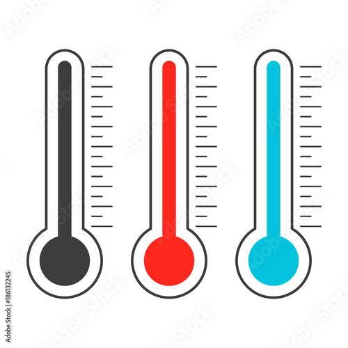 Meteorological thermometer shows heat and cold. Vector flat illustration.