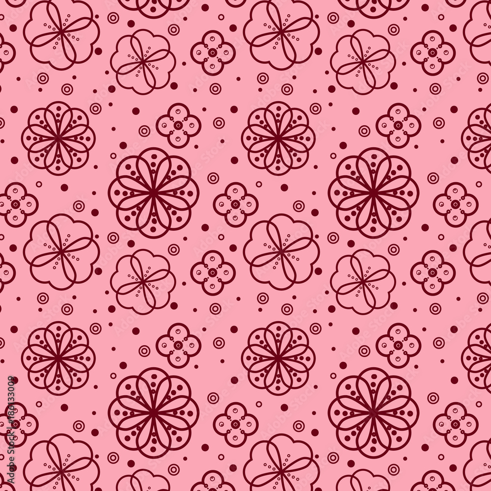 Fototapeta premium Abstract seamless pattern. Floral wallpaper with cute flowers