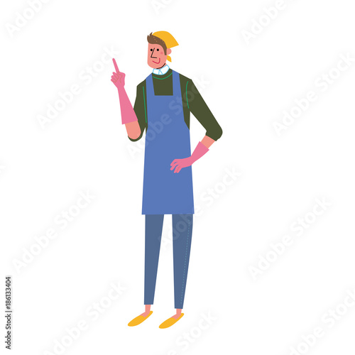 そうじ　イラスト　男性
