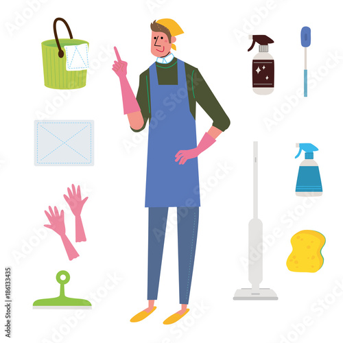 掃除　イラスト　男性

