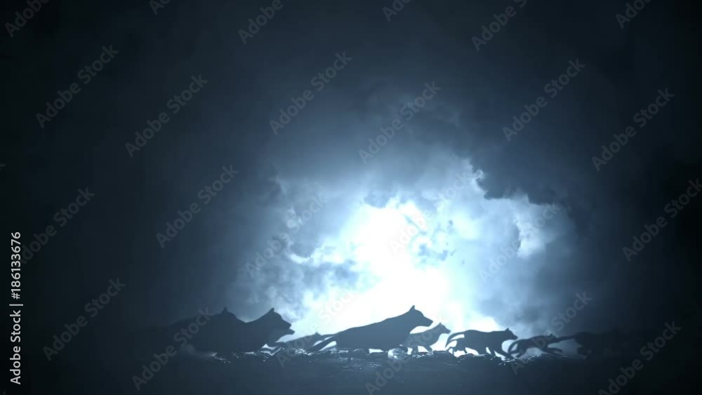 custom made wallpaper toronto digitalBig Pack of Wolves Running Through an Epic Lightning Storm