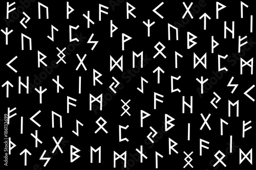 Elder futhark runes - black and white - vector pattern