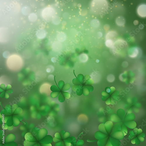 St. Patrick s Day shamrocks blur effect. EPS 10 vector
