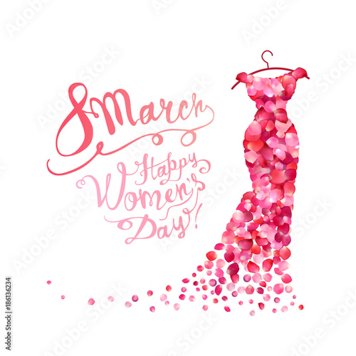 Happy woman's day! 8 March. Dress of pink petals