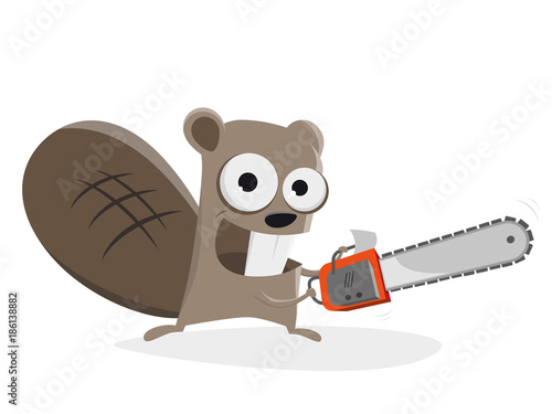 beaver with chainsaw clipart