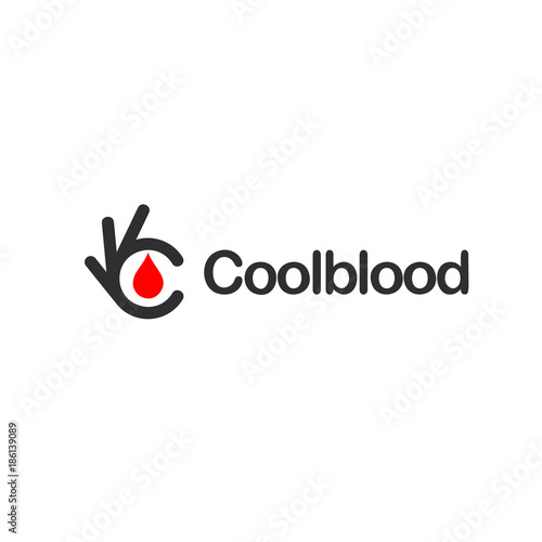 Red blood drop. Ok symbol, Okay vector logo.